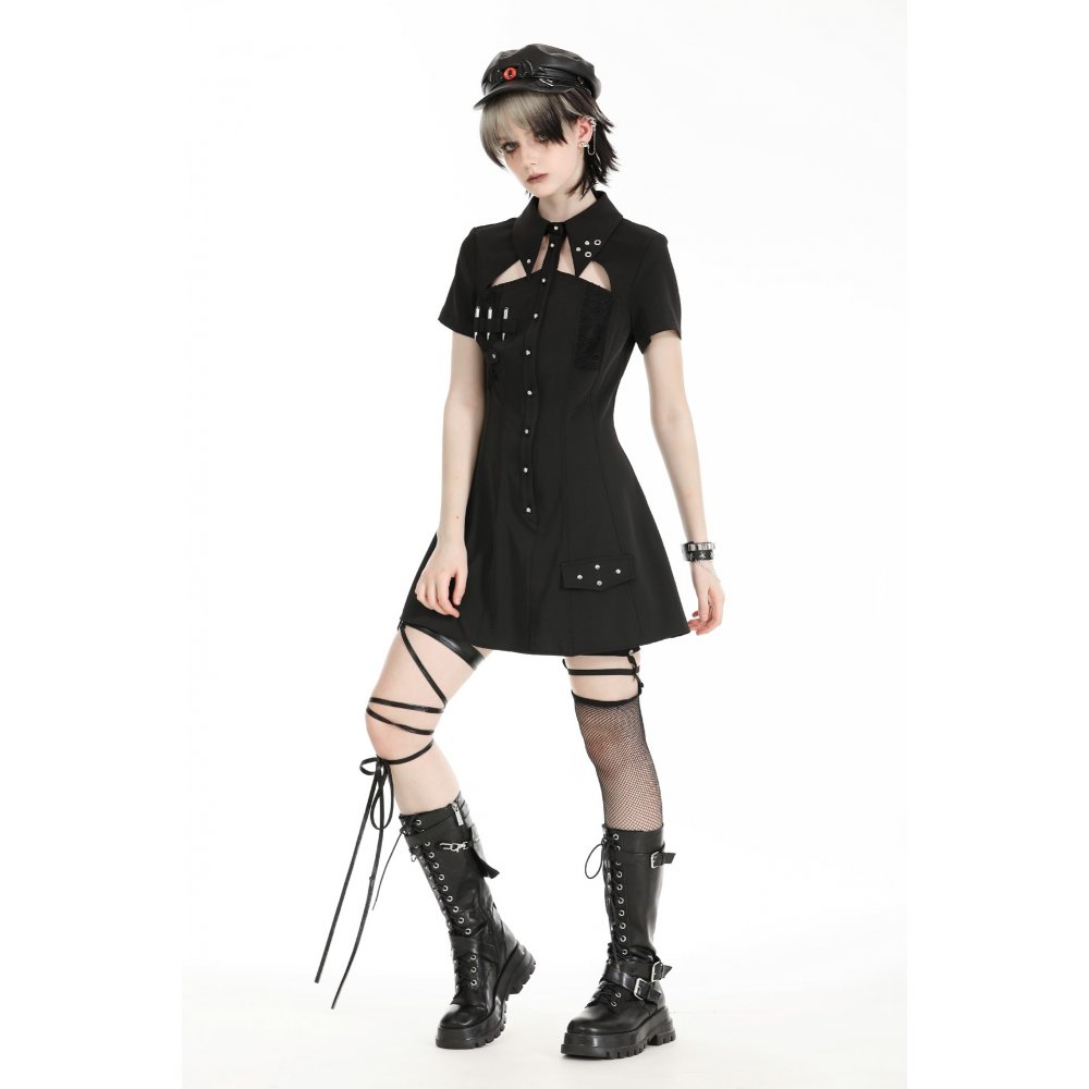 Black military gothic shirt dress / ワンピース【DARK IN LOVE