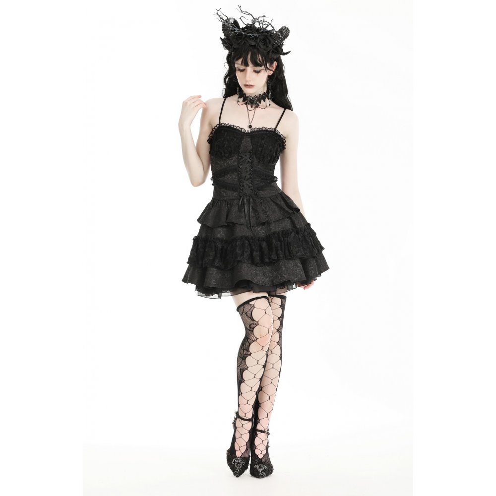Lolita 黒いドレス、逃げる姫、vintage初恋スカート。