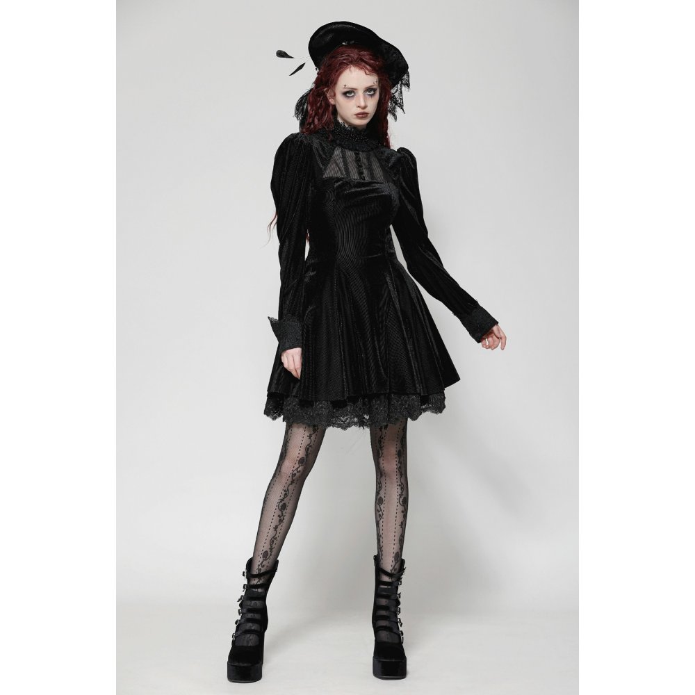 Gothic Velvet Lace Long-Sleeve Dress / ワンピース【DARK IN