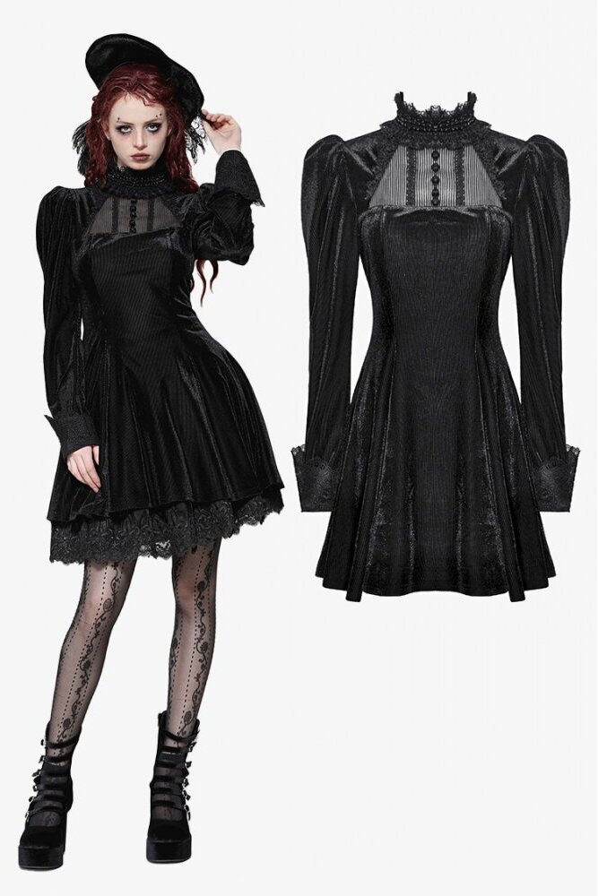 ジャンバ 黒ベルベット レース付きワンピース♡ ワンピース