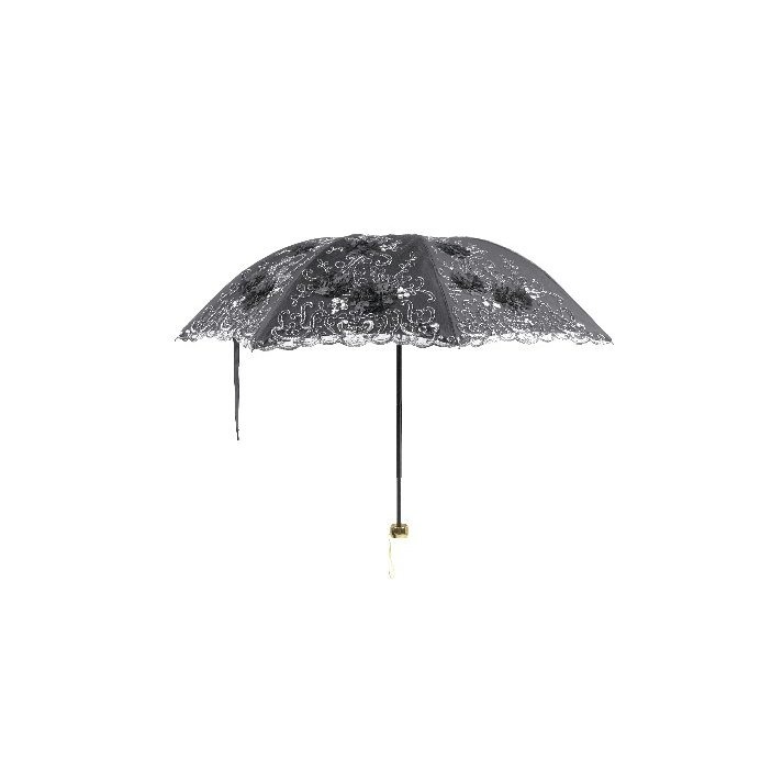 画像2: Lolita Elegant Embroidered Double-Layer Parasol / 折りたたみ傘【DARK IN LOVE】 (2)