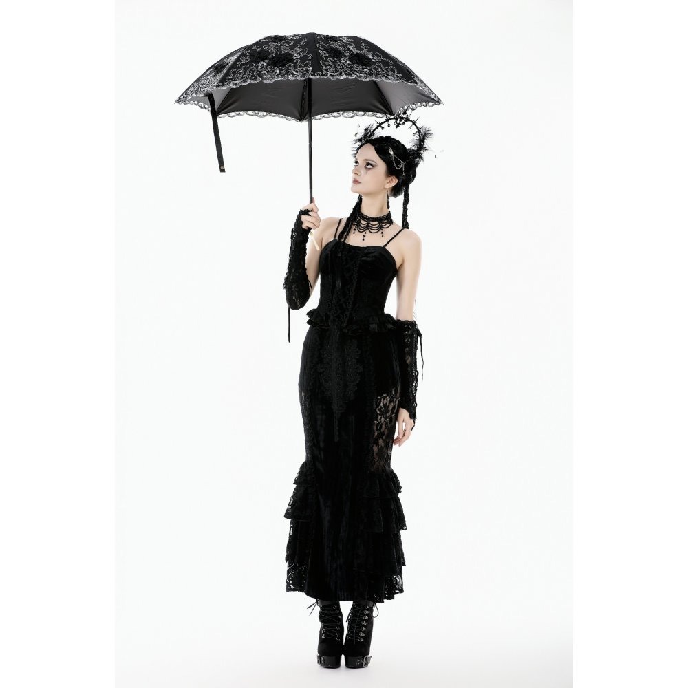 画像9: Lolita Elegant Embroidered Double-Layer Parasol / 折りたたみ傘【DARK IN LOVE】 (9)