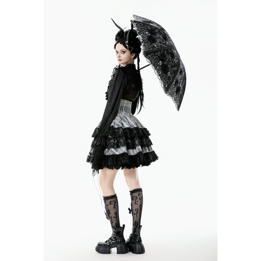 画像11: Lolita Elegant Embroidered Double-Layer Parasol / 折りたたみ傘【DARK IN LOVE】 (11)