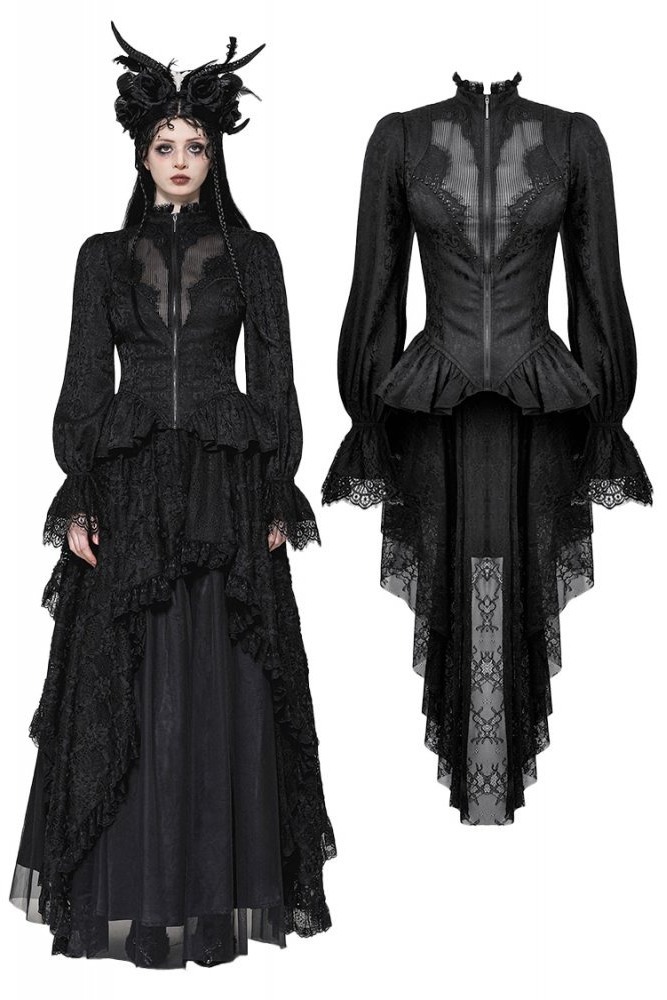 画像1: Gothic sexy see-through high low lace top / トップス【DARK IN LOVE】 (1)