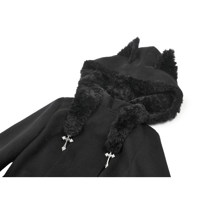 画像11: Cute Cat Ear Fuzzy Hoodie Coat / コート【DARK IN LOVE】 (11)