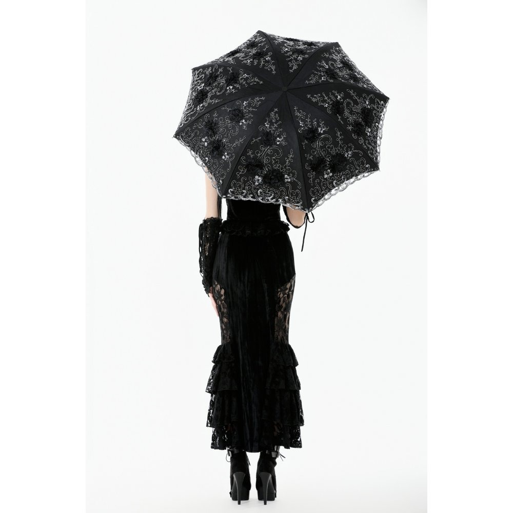 画像8: Lolita Elegant Embroidered Double-Layer Parasol / 折りたたみ傘【DARK IN LOVE】 (8)
