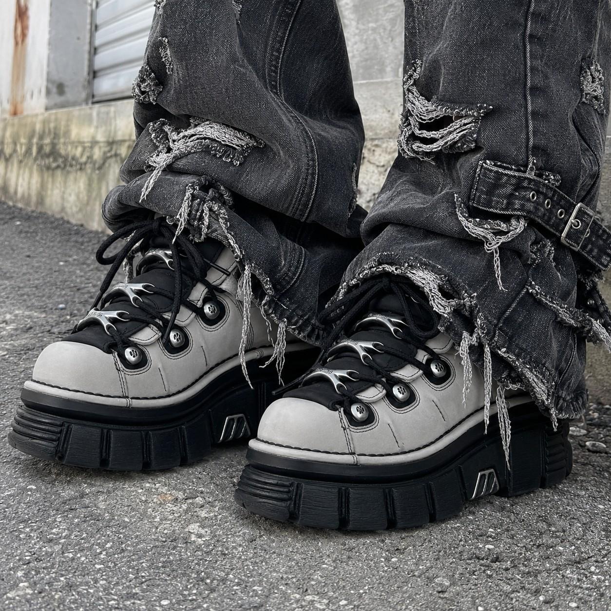 ⭐即納⭐M-106-C96 / グレー / 厚底スニーカー / 本革【NEW ROCK