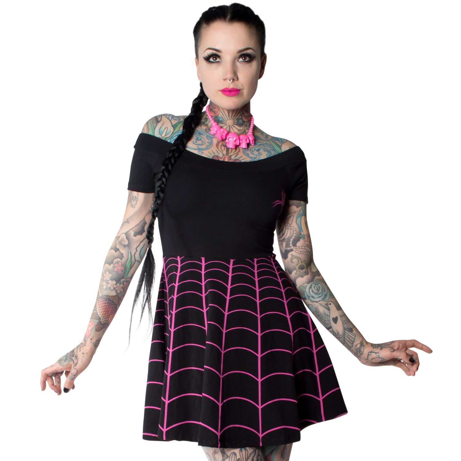 Spiderweb Pink オフショルワンピース Kreepsville 666 Spider Rock Web