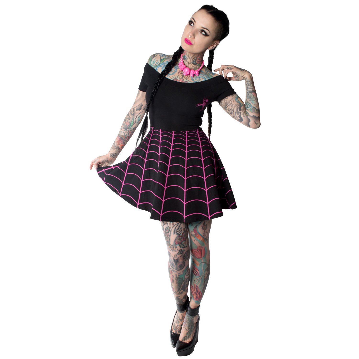 Spiderweb Pink オフショルワンピース Kreepsville 666 Spider Rock Web